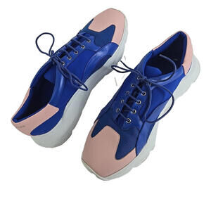 Kendall Miles Sneakers Athletic Shoes Blue Rose Sz 44/12 Neoprene Leather Italy